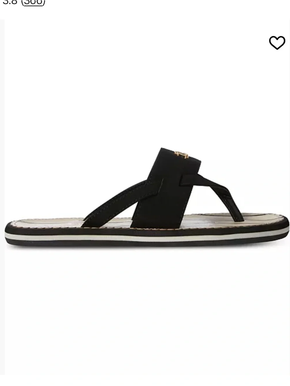 Lauren Ralph Lauren Black and Cream Striped Logo Thong Sandals - Picture 2 of 4